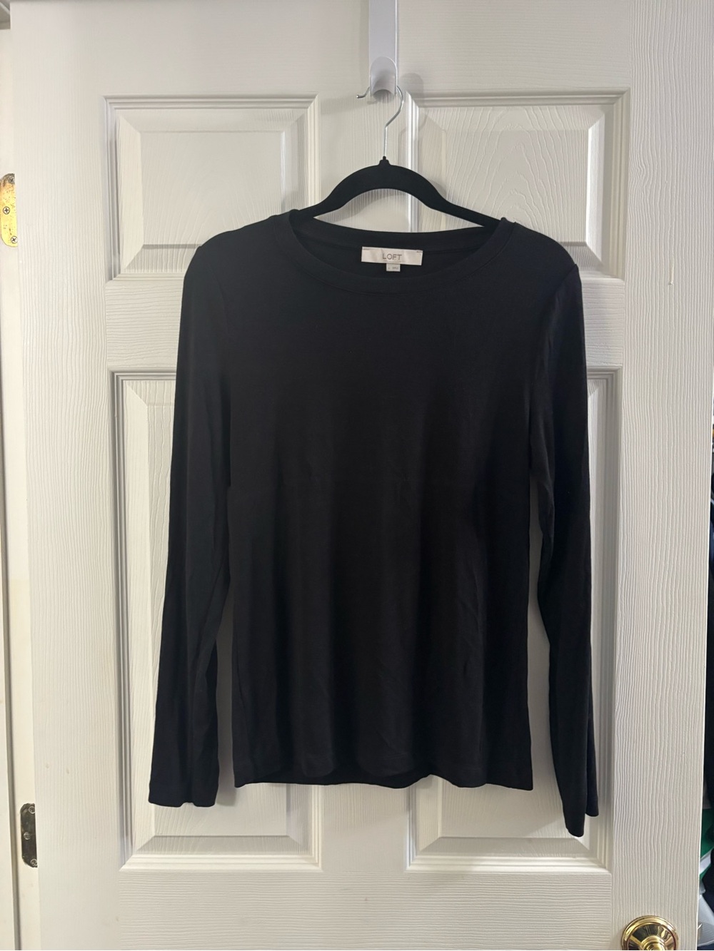 LOFT Black Crewneck Long Sleeve Top